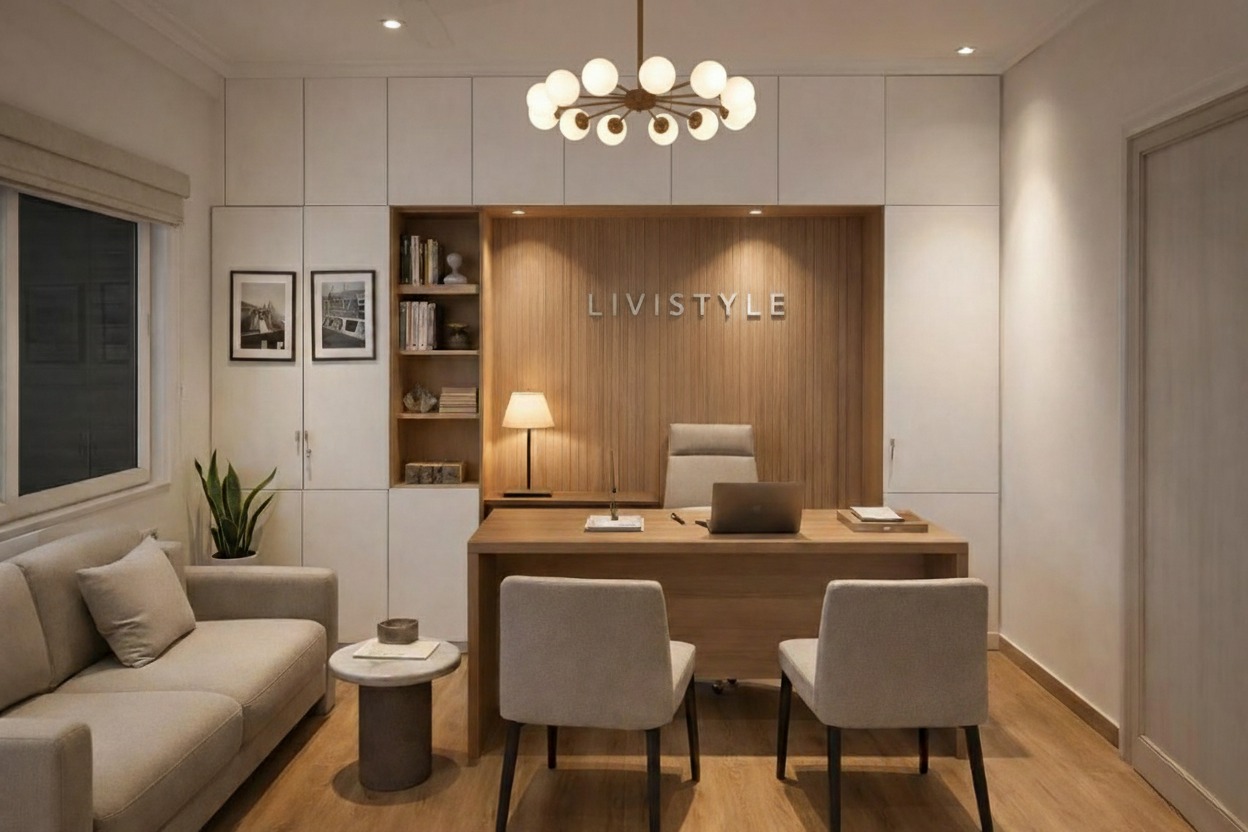 Modern open office interior of our studio