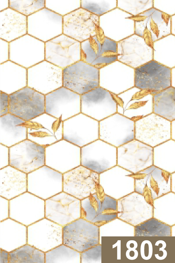 Digital Marble Design 1803 – Golden Hexa Leaf Pattern