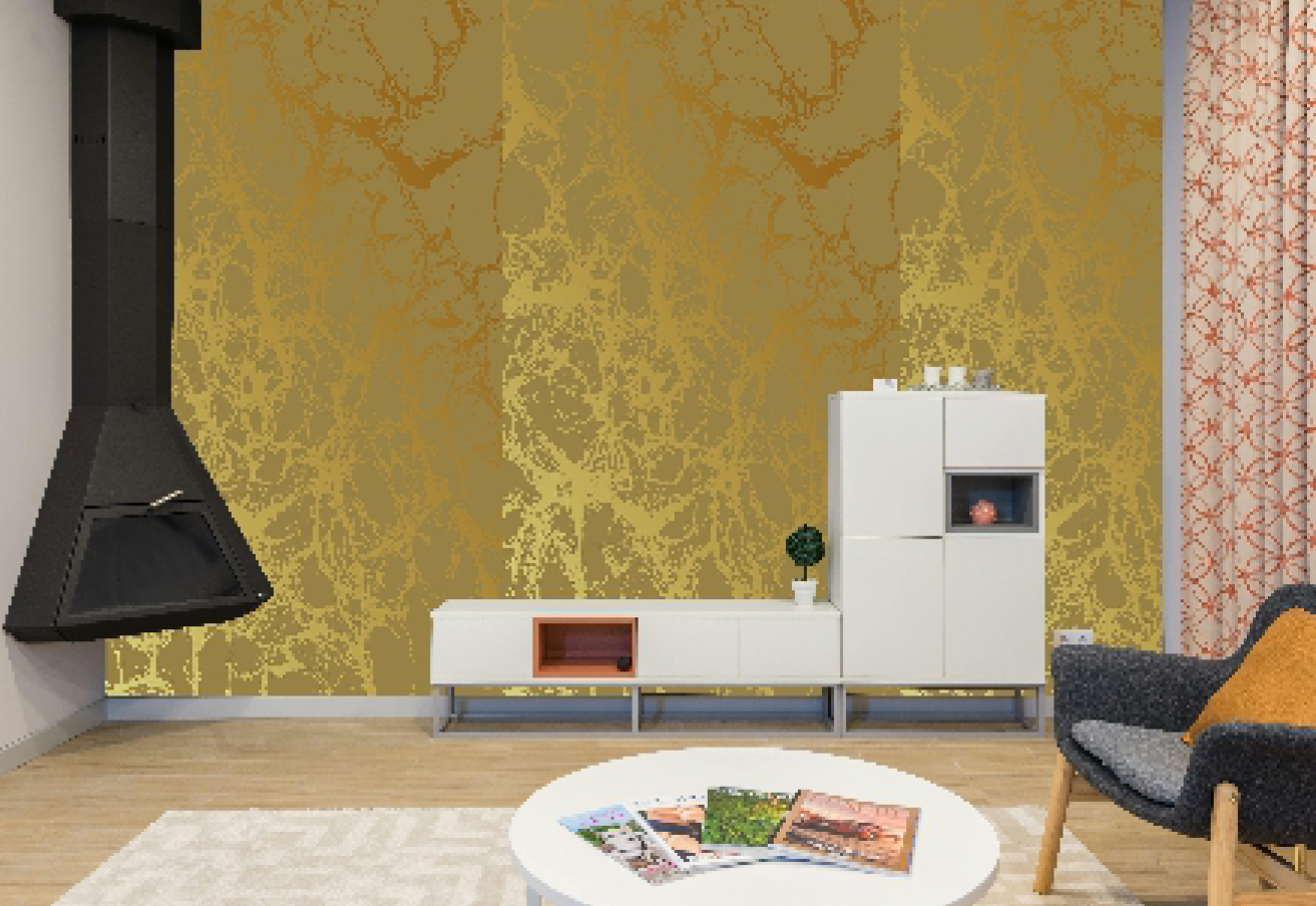 Digital Marble Design 1895 – Gold Lightning Vein Panel