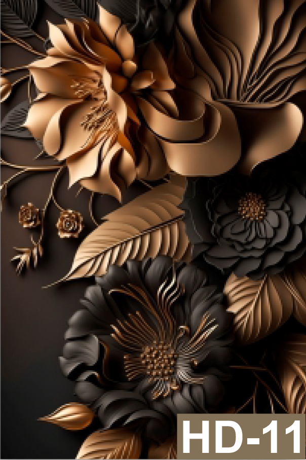 Digital Marble Design HD-11 – 3D Royal Floral in Black & Bronze