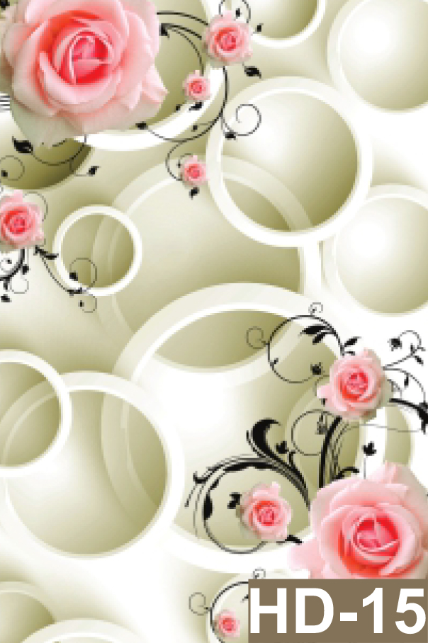 Digital Marble Design HD-15 – 3D Floral Rings with Pink Roses